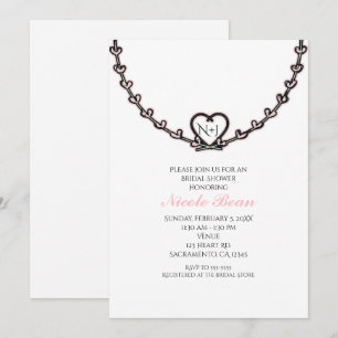 Invitation Fête de mariage rustique rose avec vigne en forme
