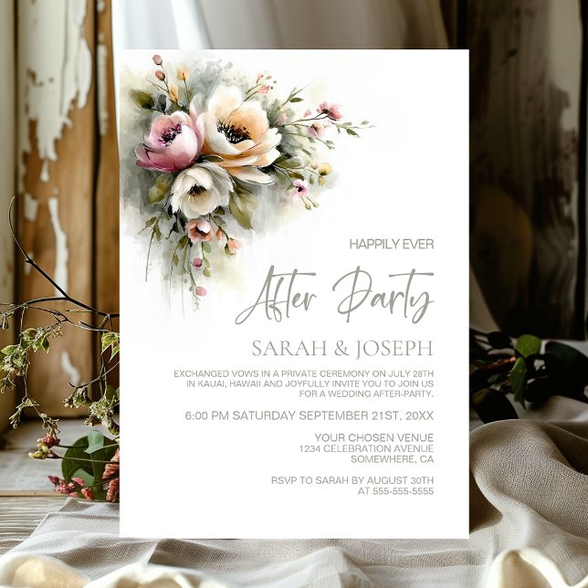 Invitation Fête de mariage rustique rose et orange après la c (Créateur téléchargé)