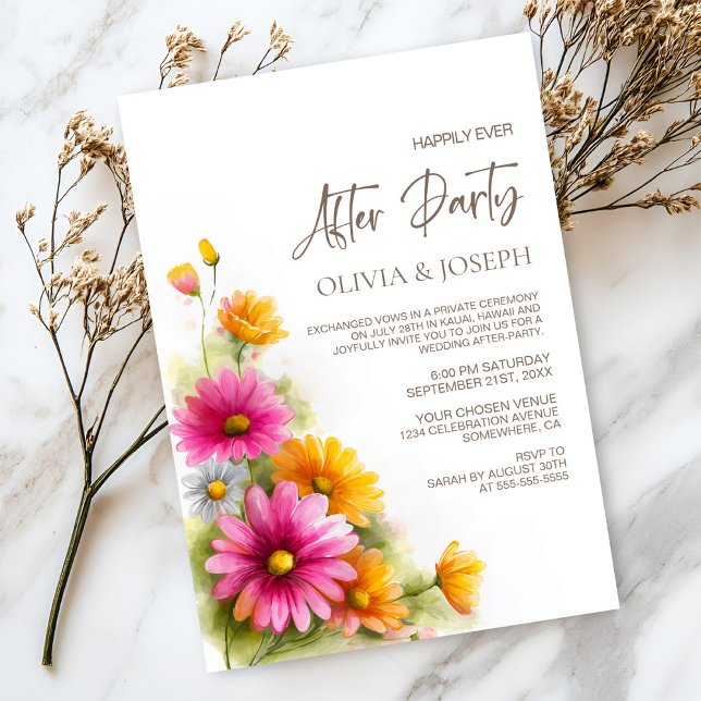 Invitation Fête de mariage rustique rose orange après la céré (Créateur téléchargé)