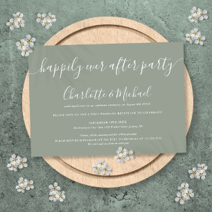 Invitation Fête de mariage Sage Green Happily Ever After