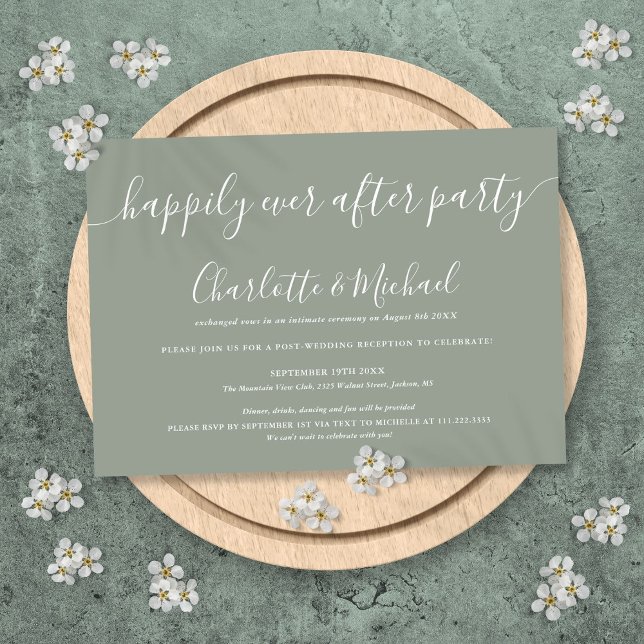 Invitation Fête de mariage Sage Green Happily Ever After (Sage Green Happily Ever After Party Wedding Invitation)