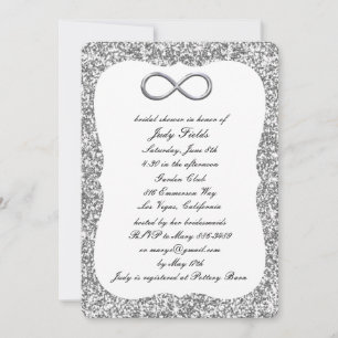 Invitation Fête de mariage Silver Glitter Silver Infinity