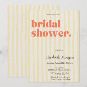 Invitation Fête de mariage simple avec des rayures jaunes rét