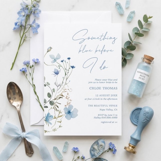Invitation Fête de mariage Something Blue Wildflower (Créateur téléchargé)