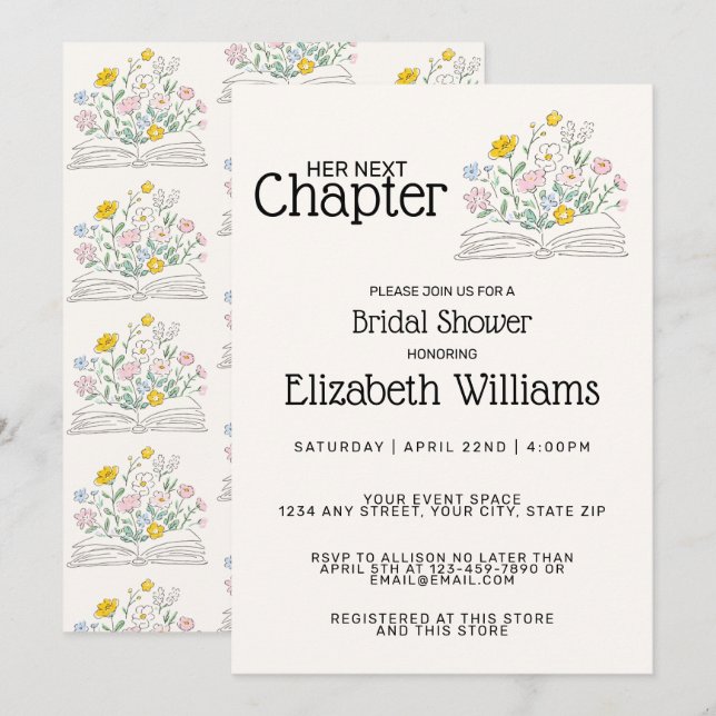 Invitation Fête de mariage : Son Prochain Chapitre Fantaisist (Devant / Derrière)