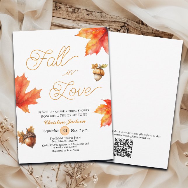 Invitation Fête de mariage sous les feuilles d'érable Tombez  (Créateur téléchargé)