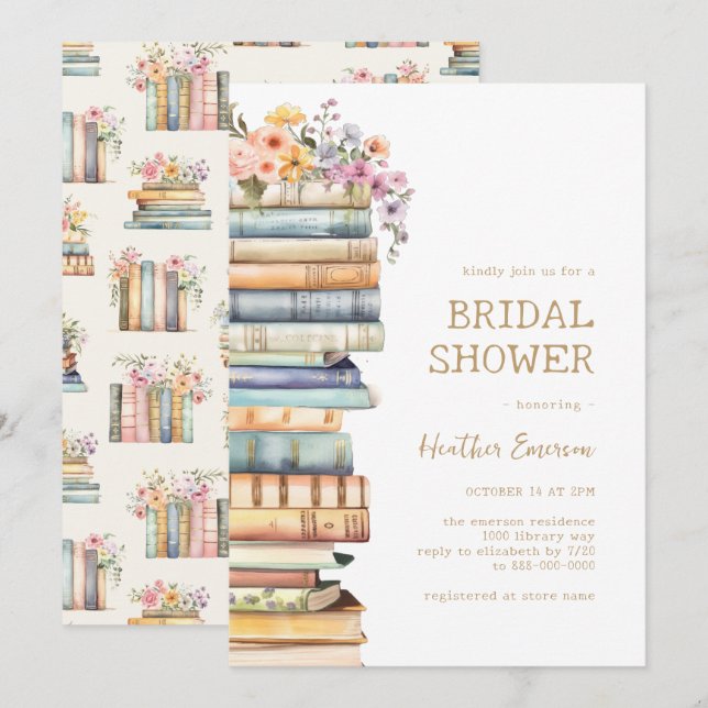Invitation Fête de mariage sur le thème du livre (Devant / Derrière)