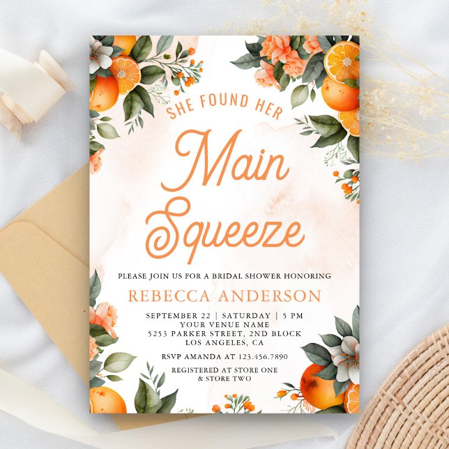 Invitation Fête de mariage Tangerine Orange Citrus (Créateur téléchargé)