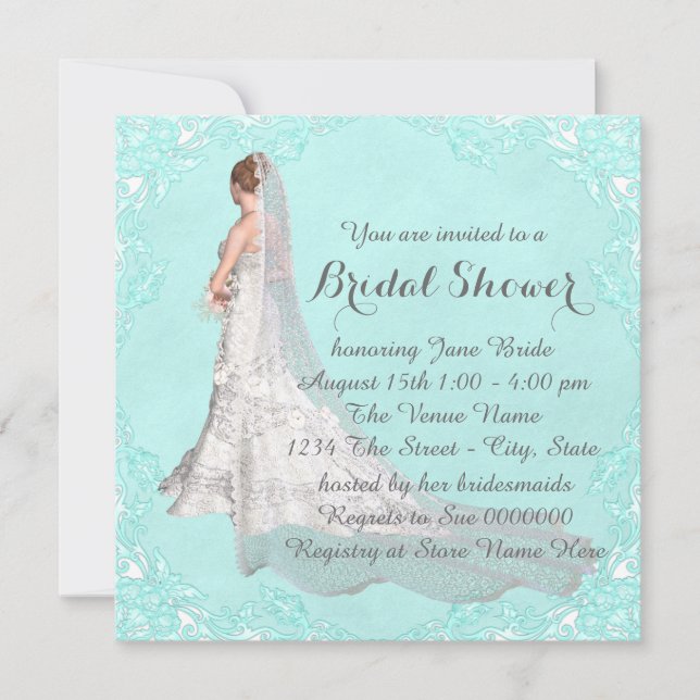 Invitation Fête de mariage Teal Blue (Devant)