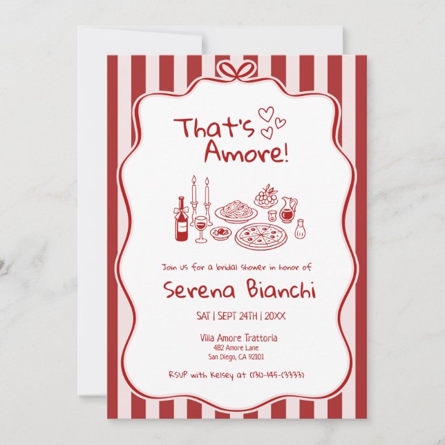 Invitation Fête de mariage Thats Amore Italian Pizza Stripe   (Devant)