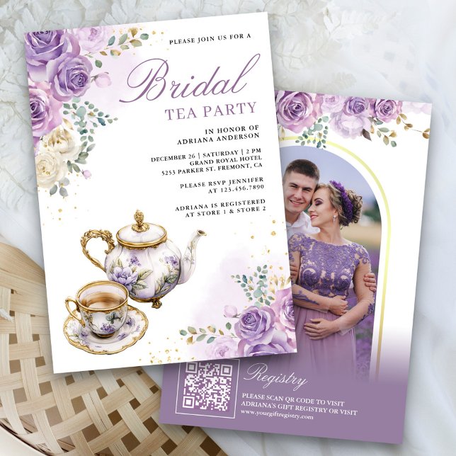 Invitation Fête de mariage thème floral lavande violet (Créateur téléchargé)