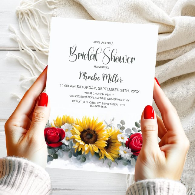 Invitation Fête de Mariage Tournesols et Roses (Créateur téléchargé)