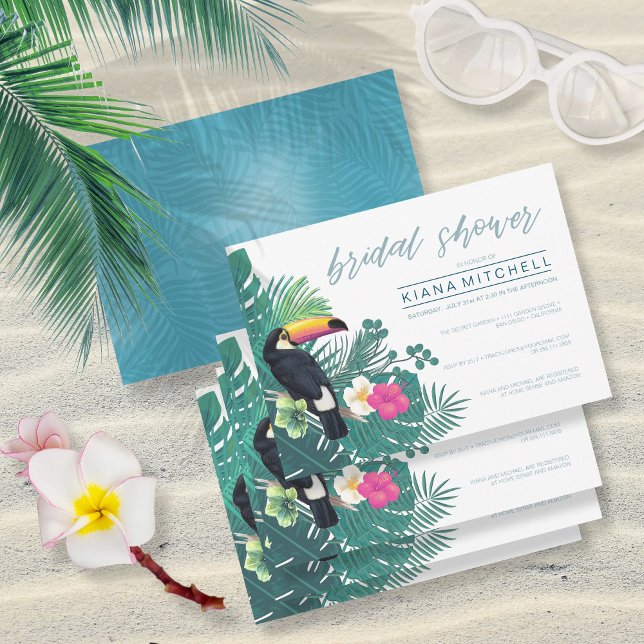 Invitation Fête de mariage tropical aquarelle ID577 (Front/Back In Situ)