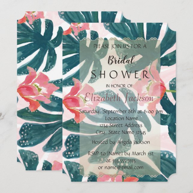 Invitation Fête de mariage Tropical Beach Hibiscus (Devant / Derrière)