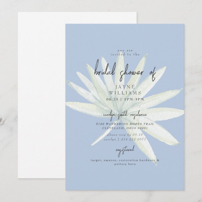 Invitation Fête de mariage Tropical Frond Menthe et Bleu (Devant / Derrière)