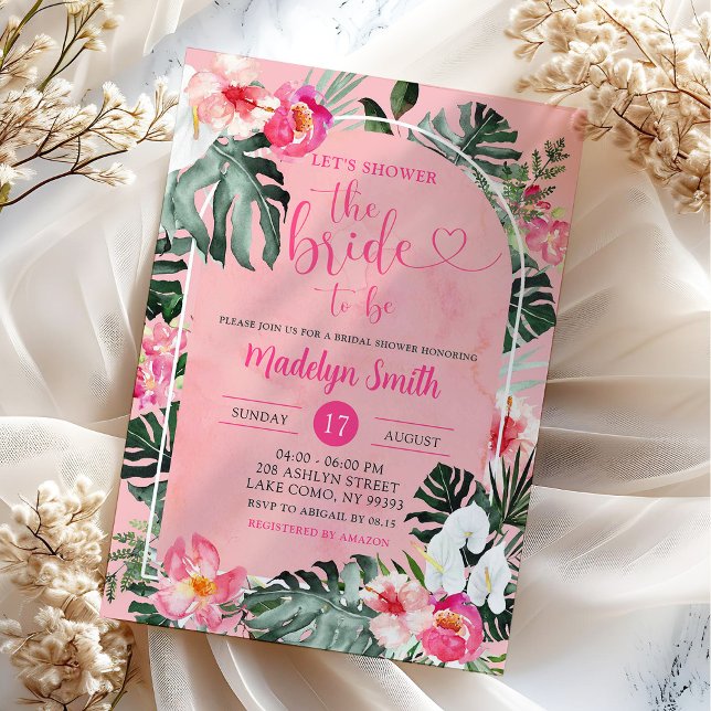 Invitation Fête de mariage tropicale florale à l'hibiscus Lua (Créateur téléchargé)