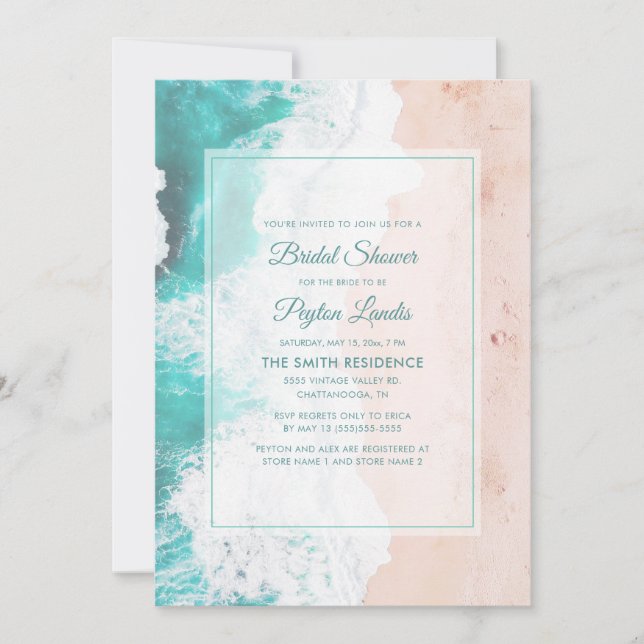 Invitation Fête de mariage tropicale sur la plage océanique s (Devant)