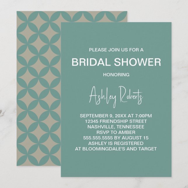 Invitation Fête de mariage turquoise délavé de style moderne  (Devant / Derrière)