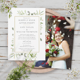 Invitation Fête de mariage verdoyante Happily Ever After Phot