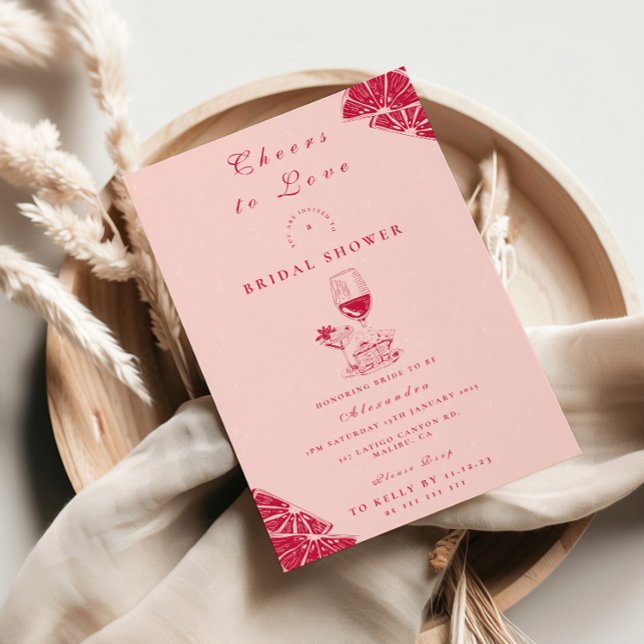 Invitation Fête de mariage vin rosé Citron (Créateur téléchargé)