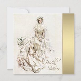 Invitation Fête de mariage vintage blanc et or