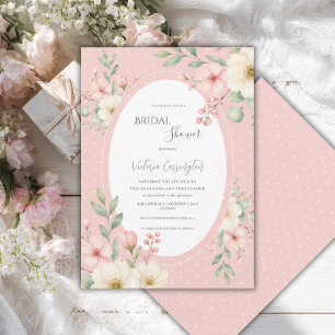 Invitation Fête de mariage vintage florale pêche rose