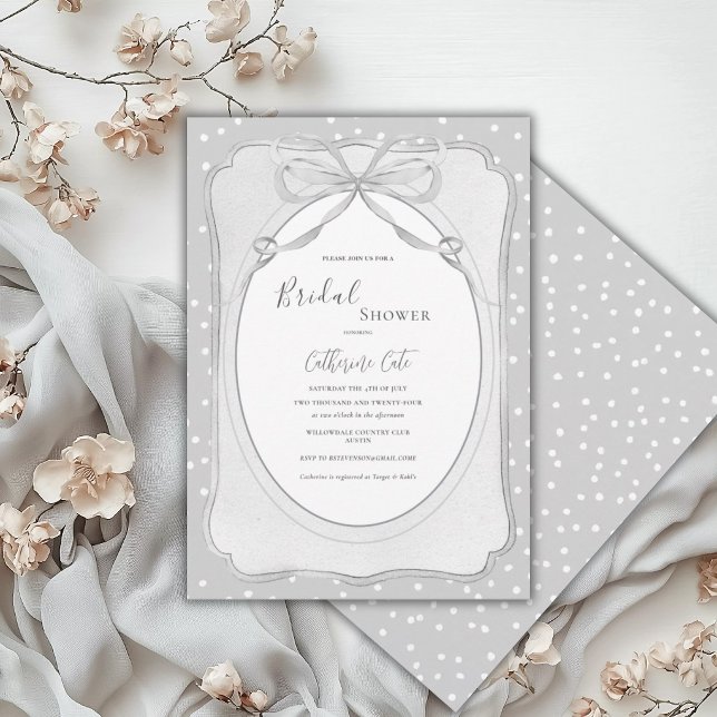 Invitation Fête de mariage vintage grise et blanche (Créateur téléchargé)