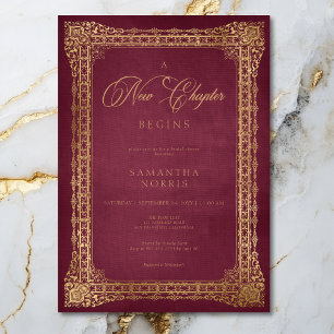 Invitation Fête de mariage Vintage Rose Livre Nouveau Chapitr
