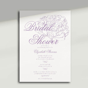 Invitation Fête de Mariage Violet Élégant Calligraphié Pivoin