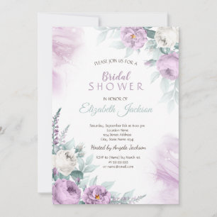 Invitation Fête de mariage Violet Roses pois