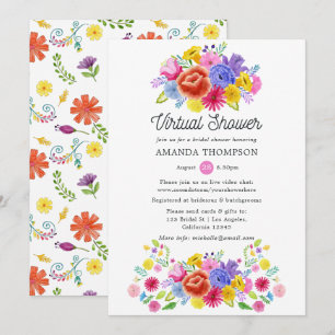 Invitation Fête de mariage virtuelle Florale Fiesta mexicaine
