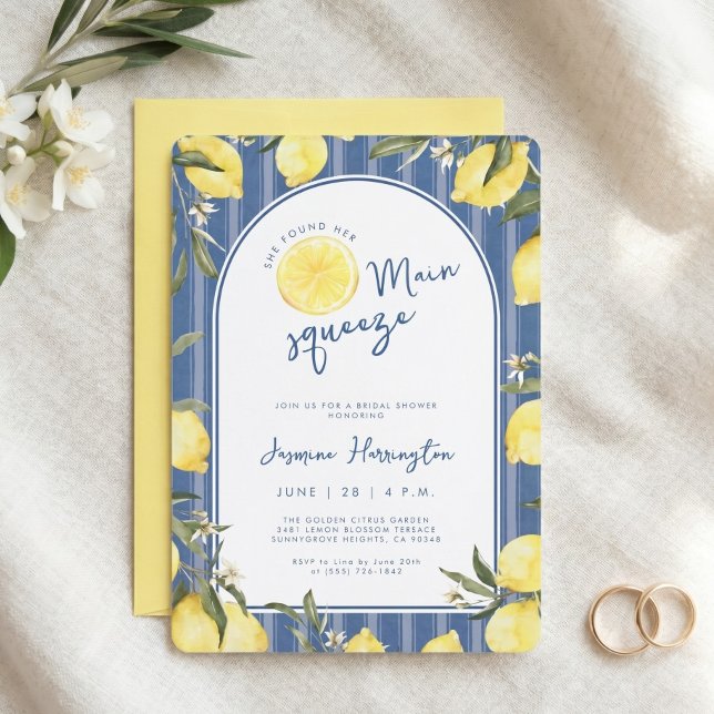 Invitation Fête de mariage Watercolor Lemon Main Squeeze (Créateur téléchargé)