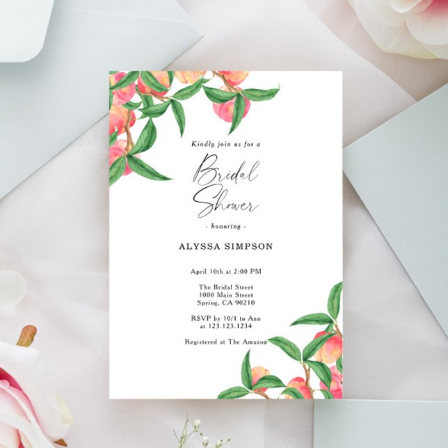 Invitation Fête de mariage Watercolor Peaches (Créateur téléchargé)