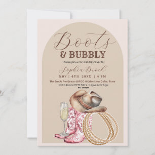 Invitation Fête de mariage western Marron Boots and Bubbly