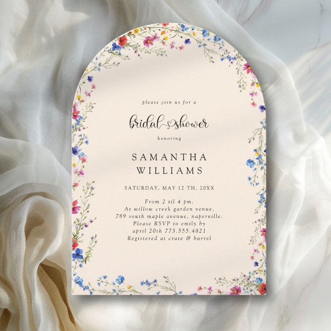 Invitation Fête de Mariée aux Fleurs Sauvages Modernes (Modern Wildflower Bridal Shower Invitation)