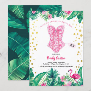 Invitation Fête de mariée de flamingo