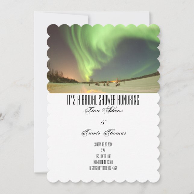 Invitation Fête de Mariée sous les Aurores Boréales Invités (Devant)