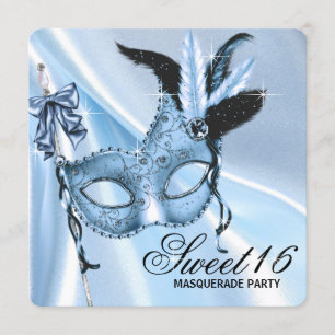 Invitation Fête de Mascarade Baby Blue Sweet 16