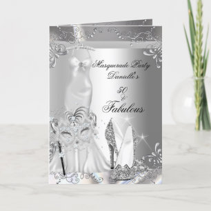 Invitation Fête de Mascarade Incroyable 50 Anniversaire Argen