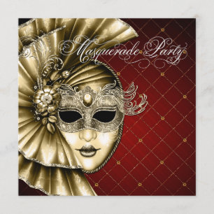 Invitation Fête de Mascarade Or Noir de Bourgogne