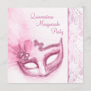 Invitation Fête de Mascarade Rose Assez Jolie