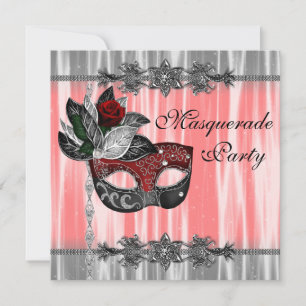 Invitation Fête de Mascarade Rouge Noir Blanc