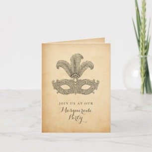 Invitation Fête de Mascarade Vintage Pliée