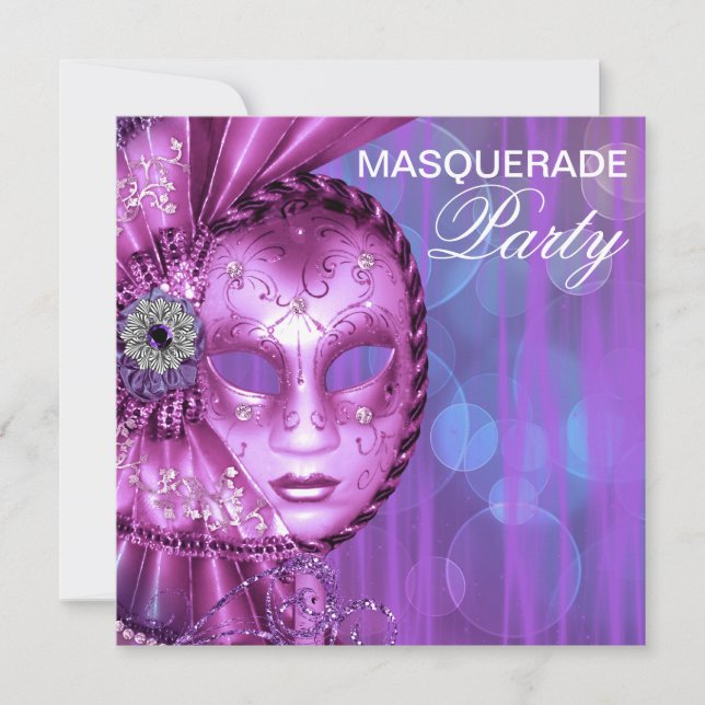 Invitation Fête de Mascarade Violette (Devant)