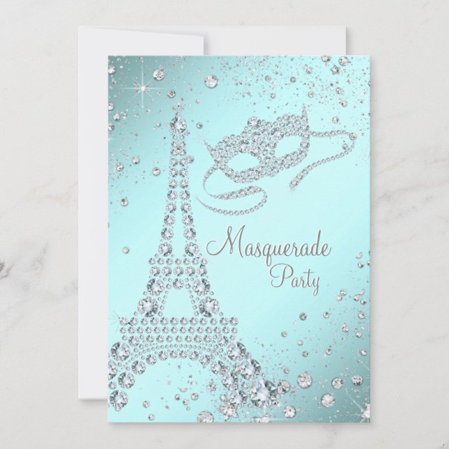 Invitation Fête de masque élégante de Paris (Devant)