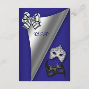 Invitation Fête de masque Royal Blue Silver Sweet Seize ans