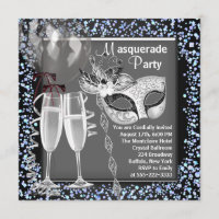 Fête de Masquerade Champagne Confetti Argent Noir