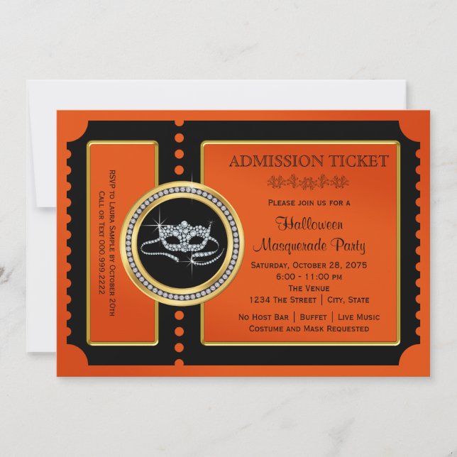 Invitation Fête de masquerade Halloween (Devant)