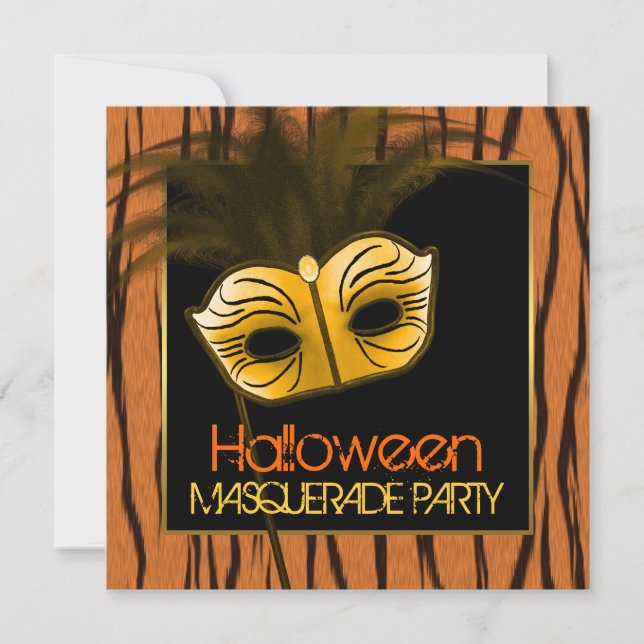 Invitation Fête de masquerade Halloween Tiger Orange Noir (Devant)