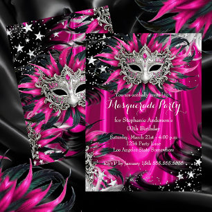 Invitation Fête de masquerade magique de nuit scintillante ro